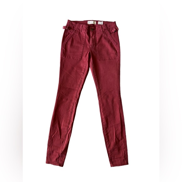 HEI HEI Pants 25 Anthropologie rust skinny cargo pockets red orange stretch - Picture 4 of 13